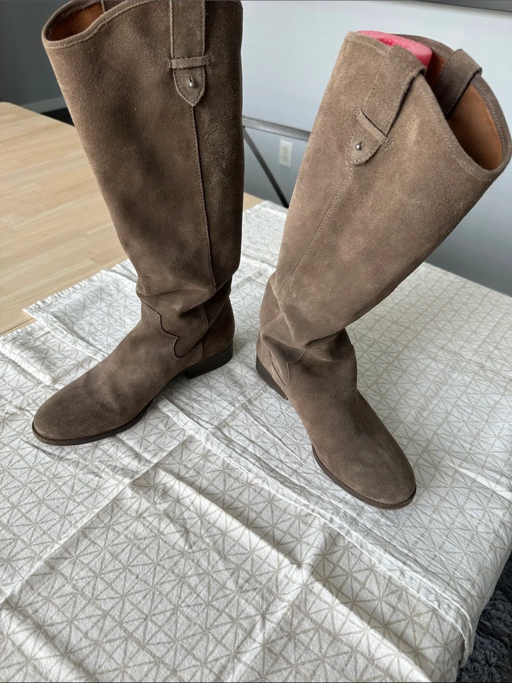 FRYE AND CO. Taupe Suede Knee-High Boots